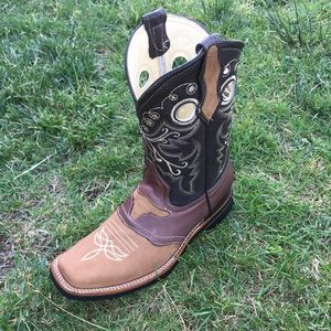 Men's Genuine Leather Square Toe Cowboy Boots